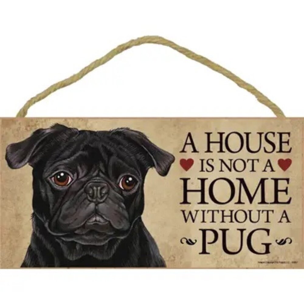 Pug Dog Breed Wood Plaque Sign 8 5" x 10"  Gift